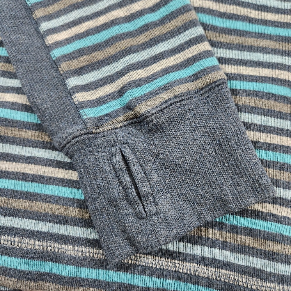 Prana Men's Med Driftwood Crew Sweater Striped Long Sleeve Pullover Organic - Picture 9 of 9